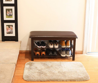 Faux Leather Top Shoe Bench Furniture