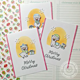 Alpaca Holiday Christmas Trimmings Stitched Oval Dies Easy To Mail Christmas Cards by Franci Vignoli