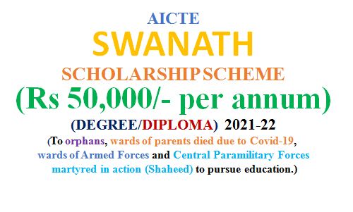 SWANATH SCHOLARSHIP SCHEME FOR STUDENTS -2021-22