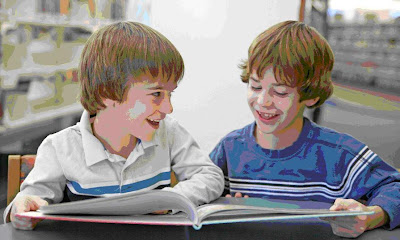 boys sharing book