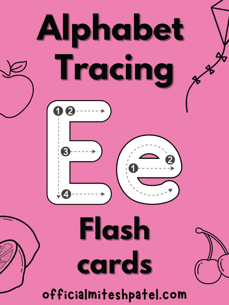 Free Printable Letter E Alphabet Tracing Flash Cards