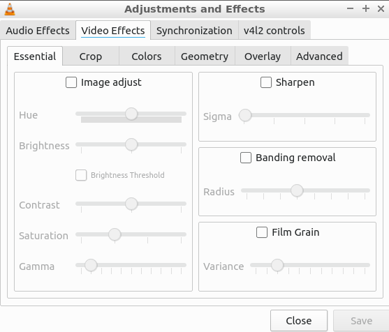 VLC media player video effects