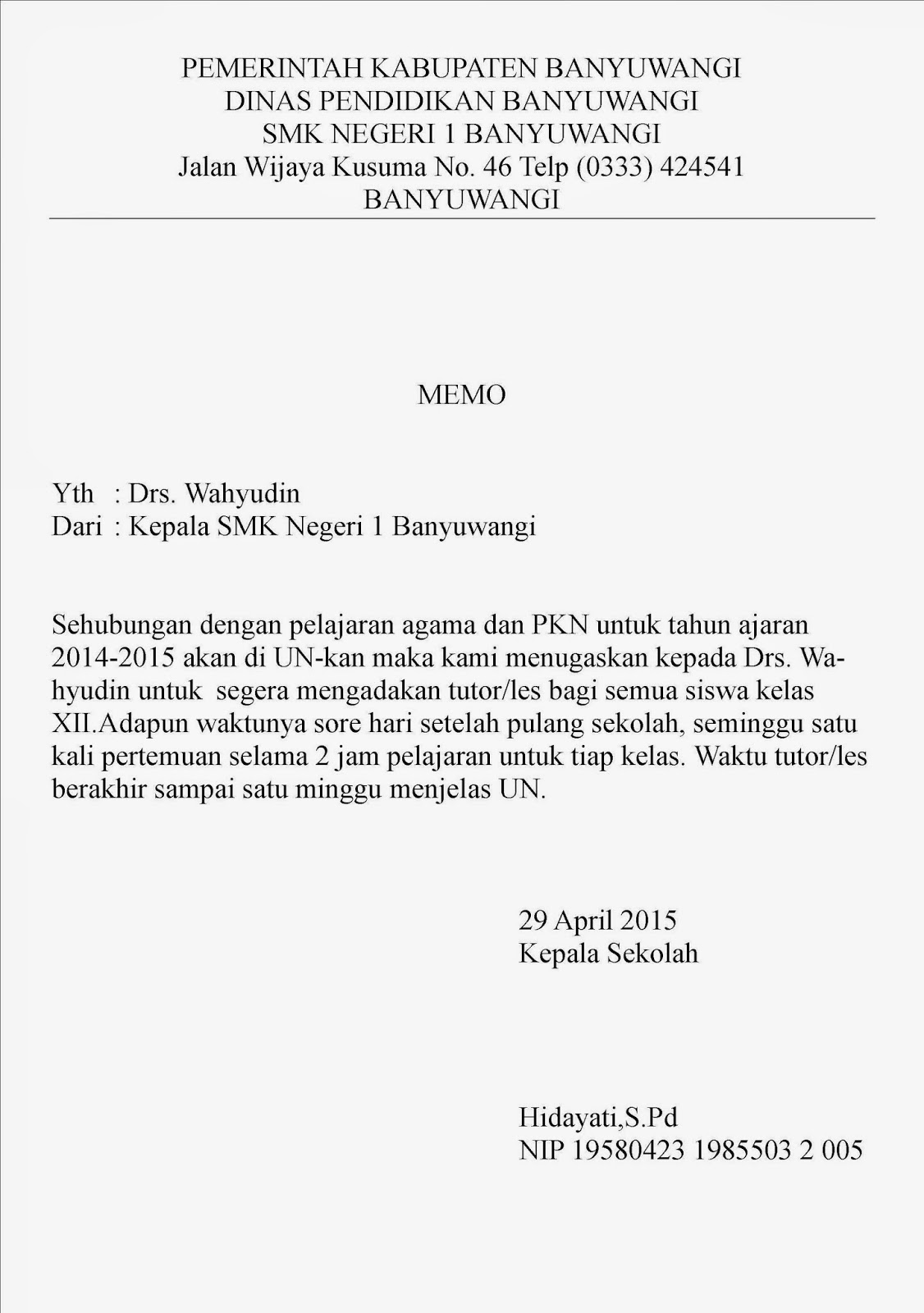 Contoh Surat Memorandum Dan Nota Dinas Contoh Surat