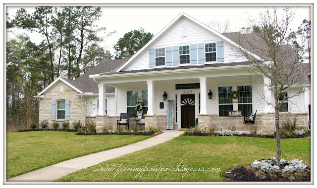 Farmhouse Front Porch-Southern Front Porch With Rocking Chairs-Board And Batten Shutters-From My Front Porch To Yours