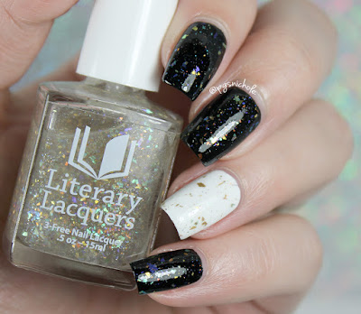 Literary Lacquers Passion (over black & white creams) | The Nailed Collection