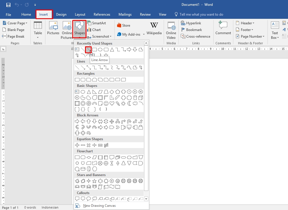  Cara  membuat  tanda  panah Microsoft Word DODO GRAFIS