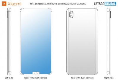 Xiaomi Patenkan Kamera Selfie Ganda Bawah dan Desain berlekuk