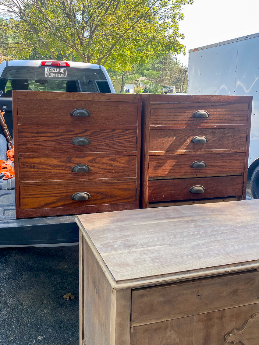 Antique oak file drawers