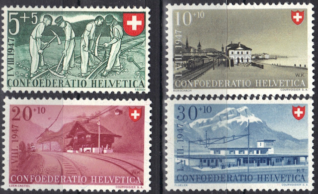 Switzerland - Pro Patria - 1947 - Workers and railway stations