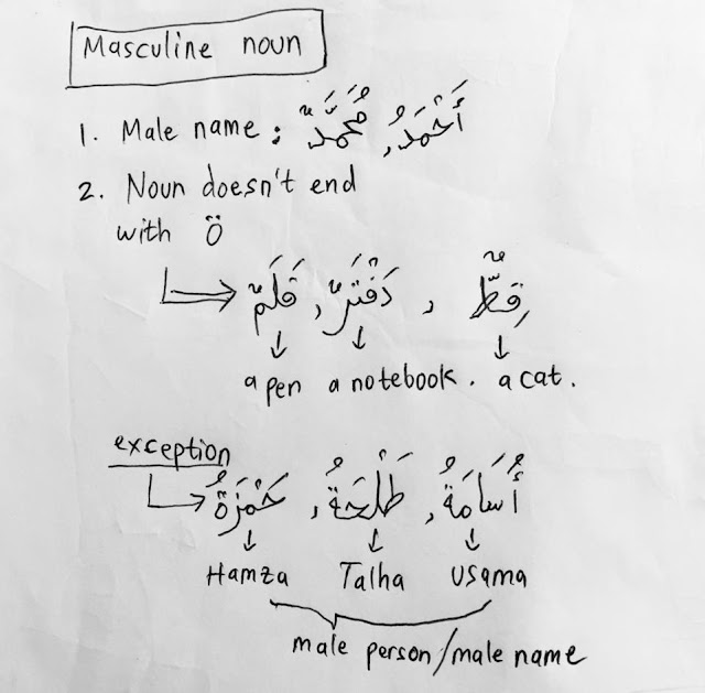 Noun Gender in Arabic - masculine noun & feminine noun