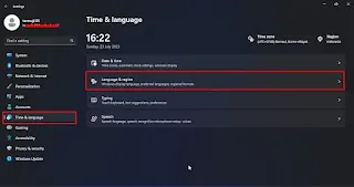 Time & language > Language & region