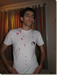 Jeff was conveniently wearing a white t-shirt.