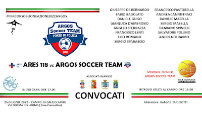 La lista dei convocati ARGOS Soccer TEAM Forze di POLIZIA