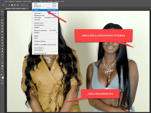 selezione inversa in photoshop
