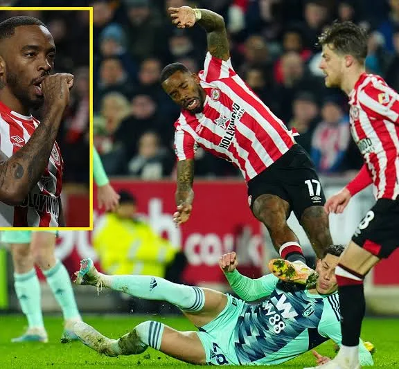 Ivan Toney scores penalty after escaping red card for booting Fulham man in face