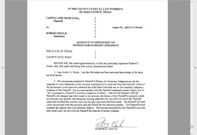 Controverting Summary Judgment Affidavit of Defendant Robert Houle 