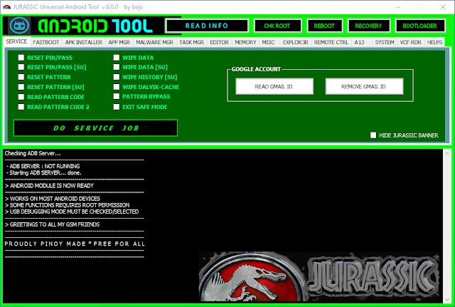 JURASSIC Universal Android Tool v.6.0.0 Free Download OLD But Working 100%