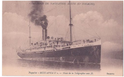 Paquebot Théodore Mante : réquisitionné, affecté au transport de Salonique, il prend le nom de Mustapha II  en 1917  . Il sera coulé en 1941 à Malte.