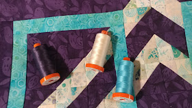 Turning Tiles quilt using Island Batik Lavendula fabrics and Aurifil thread in McCall's Quilting Jan/Feb 2019 magazine