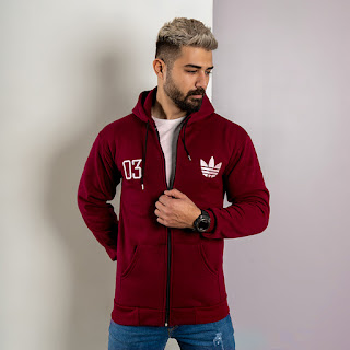 سویشرت مردانه زرشکی مدل Adidas 03