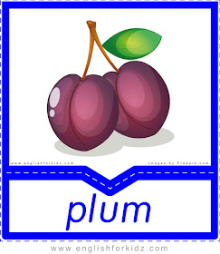 Plum - English flashcards for the fruits, vegetables and berries topic