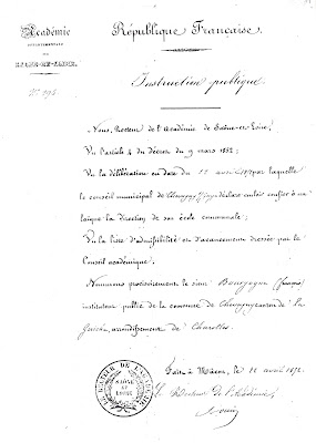 Nomination de François Bourgogne à Chevagny, 22 avril 1852 (collection musée_copie AD71)