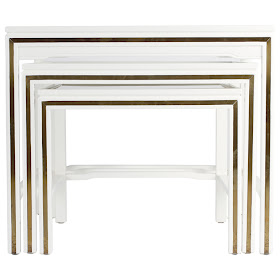 White Lacquered Brass End Tables Vintage 