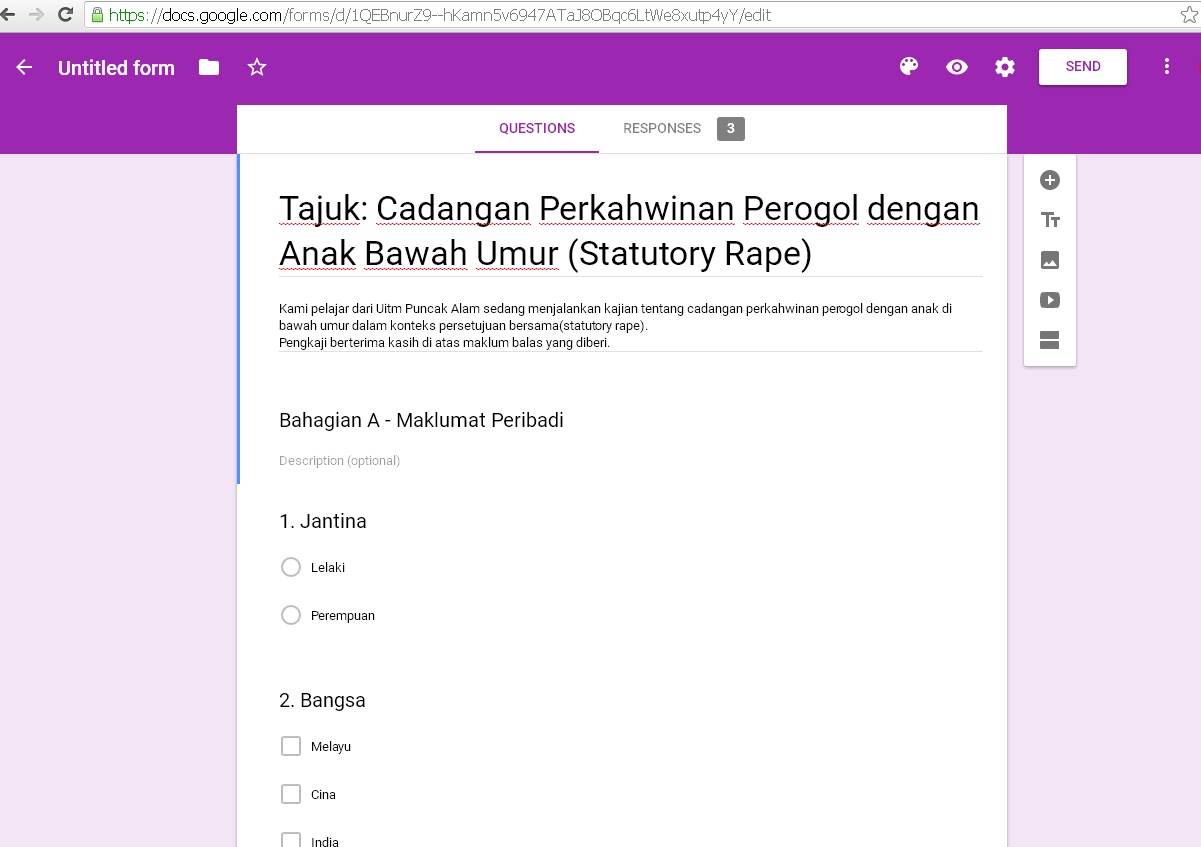 Cara buat Google Form untuk Borang Uji Kaji Selidik