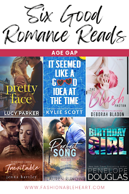six good books, romance, reading, books, age gap, birthday girl, penelope douglas, pretty face, lucy parker, blush factor, deborah bladon, it seemed like a good idea at the time, kylie scott, inevitable, jenna hartley, perfect song, lauren runow, pin