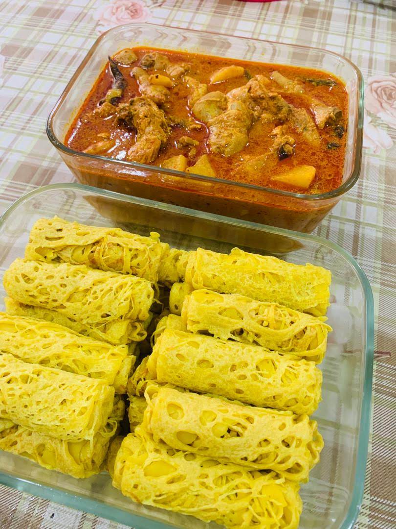 Cara Mudah Buat Roti Jala Yang kekal Lembut dan Kari Ayam 