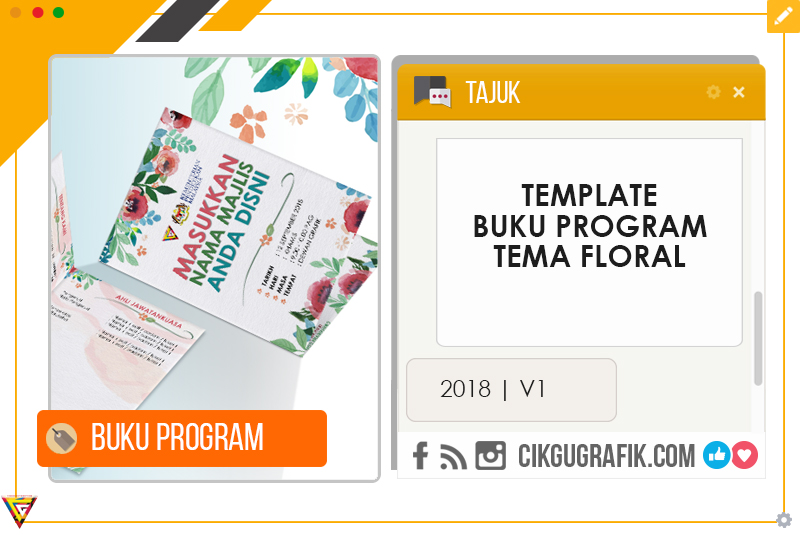 Template Buku Program Tema Floral V1 Koleksi Grafik Untuk Guru