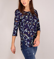 Bluza Stradivarius Dama Dark Blue Flower Print ( )