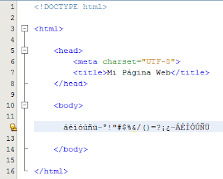 Código HTML5 que conforma la estructura de una página web.