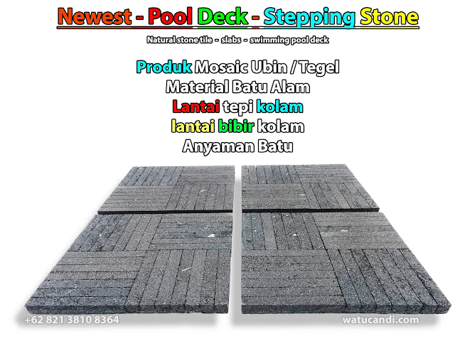 tampilan dari samping Lantai Decking Parquet Batu Lava Merapi