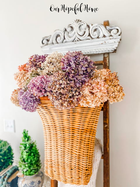 large hanging basket dried flowers faux boxwood topiary