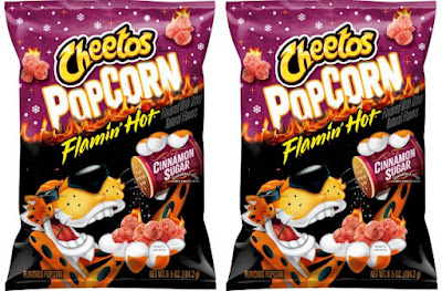 Bags of Cinnamon Sugar Flamin' Hot Cheetos Popcorn.