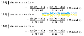 Таблица интегралов. Формулы интегралов произведение sin cos. Математика для блондинок.