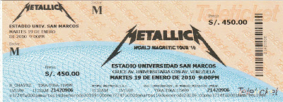 Entrada concierto de Metallica