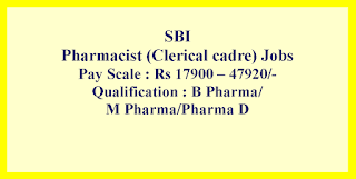 Pharmacist (Clerical cadre) Jobs in SBI