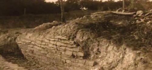 A historic photo of the “wall” found in Rockwall, Texas.