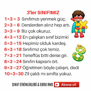 3 ler çarpım tablosu tekerlemesi