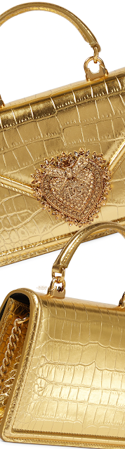 ♦Dolce & Gabbana golden Devotion small leather shoulder bag #dolcegabbana #bags #gold #brilliantluxury