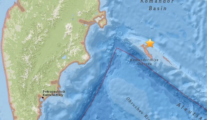 An earthquake of magnitude 6.2 occurred near the Commander Islands