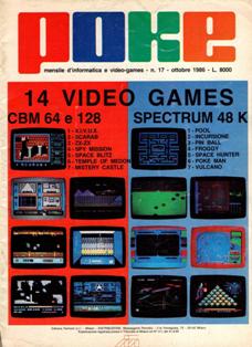 Poke. Mensile di informatica e video-games 17 - Ottobre 1986 | PDF HQ | Mensile | Computer | Programmazione | Commodore | Videogiochi
Numero volumi : 30
Poke è una rivista/raccolta di giochi su cassetta per C64 e ZX Spectrum.