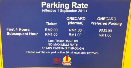 Kuala Lumpur Parking: One Utama Parking Rate