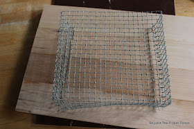 chicken wire, DIY, Country Living, magazine holder, industrial, read, rustic, project challenge, http://bec4-beyondthepicketfence.blogspot.com/2015/08/project-challenge-chicken-wirescreen.html