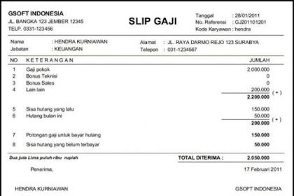 32 Contoh Slip Gaji Karyawan