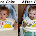 Baby Before & After Eating Cake