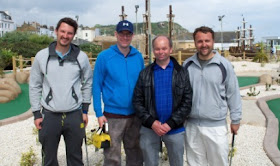 At the 2011 WMF World Adventure Golf Masters in Hastings, Alan 'Stormin' Norman and I took on Kosovo's first international players in a doubles match. From l-r Arben Alija, Richard Gottfried, Alan Norman, Lavdim Zylfiu