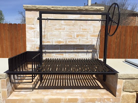 Argentine Grill Kit with Side Brasero and Emberguard installation closeup